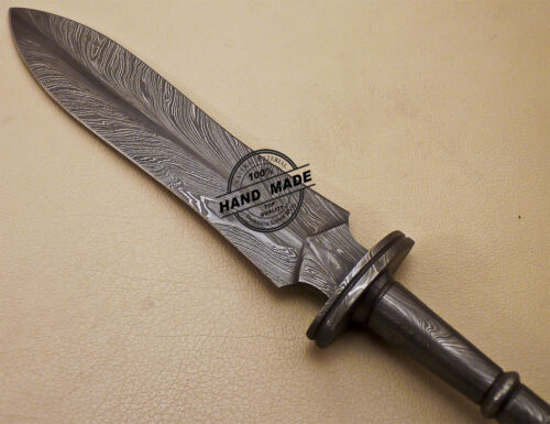 Full Damascus Dagger Knife Custom Handmade Damascus Steel Knife 1602 - Image 6