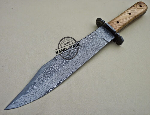 Damascus Bowie Knife Custom Handmade Damascus Steel Knife 1628 - Image 3