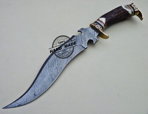 New Damascus Bowie Knife Custom Handmade Damascus Steel Knife 1632 - Image 3