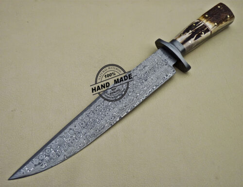 Professional Damascus Bowie Knife Custom Handmade Damascus Steel Knife 1639 - Image 3