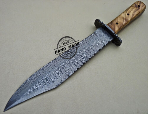 Damascus Bowie Knife Custom Handmade Damascus Steel Knife 1628 - Image 4