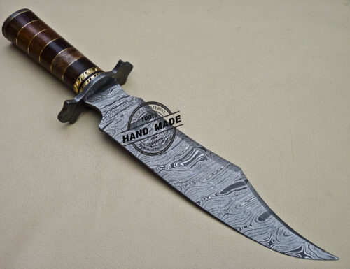 Professional Damascus Bowie Knife Custom Handmade Damascus Knife 1630 - Image 4