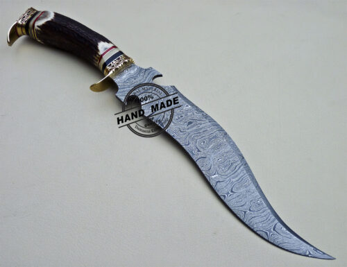New Damascus Bowie Knife Custom Handmade Damascus Steel Knife 1632 - Image 4