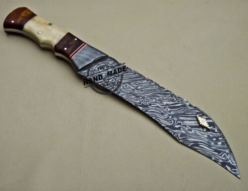 Damascus Bowie Knife Custom Handmade Damascus Steel Knife 1627 - Image 4
