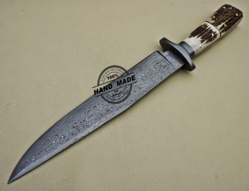 Professional Damascus Bowie Knife Custom Handmade Damascus Steel Knife 1639 - Image 4