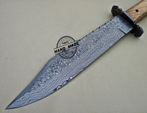 Damascus Bowie Knife Custom Handmade Damascus Steel Knife 1628 - Image 5