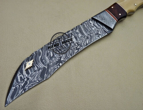 Damascus Bowie Knife Custom Handmade Damascus Steel Knife 1627 - Image 5