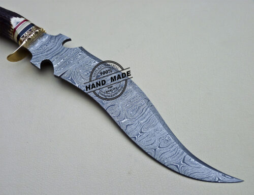 New Damascus Bowie Knife Custom Handmade Damascus Steel Knife 1632 - Image 5