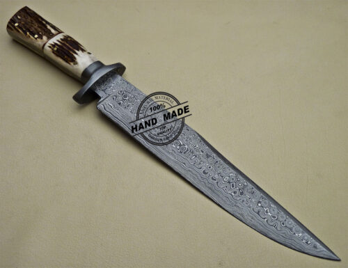 Professional Damascus Bowie Knife Custom Handmade Damascus Steel Knife 1639 - Image 5