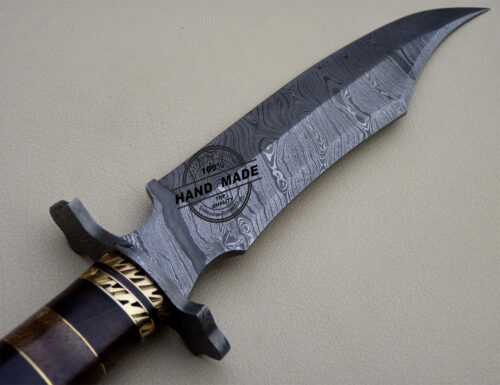 Professional Damascus Bowie Knife Custom Handmade Damascus Knife 1630 - Image 6