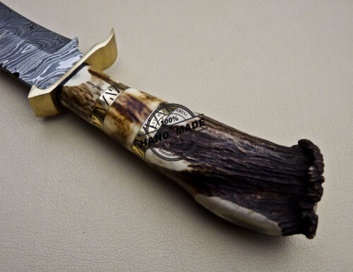 Professional Damascus Bowie Knife Custom Handmade Damascus Bowie Knife 1631 - Image 7
