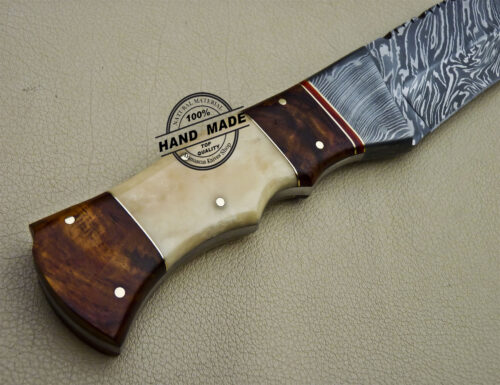 Damascus Bowie Knife Custom Handmade Damascus Steel Knife 1627 - Image 7
