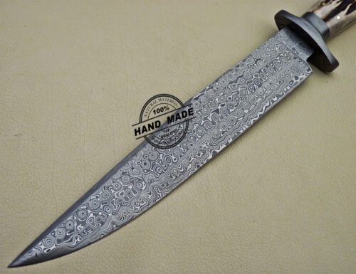 Professional Damascus Bowie Knife Custom Handmade Damascus Steel Knife 1639 - Image 7