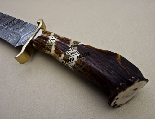 Professional Damascus Bowie Knife Custom Handmade Damascus Bowie Knife 1631 - Image 8