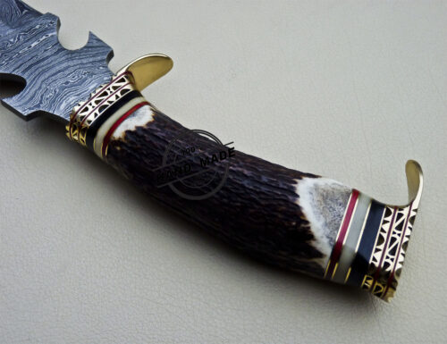 New Damascus Bowie Knife Custom Handmade Damascus Steel Knife 1632 - Image 8
