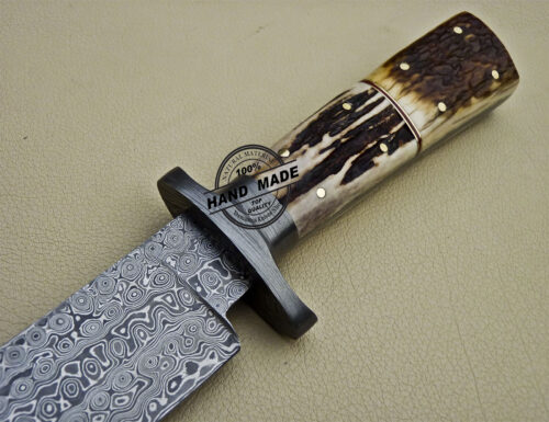 Professional Damascus Bowie Knife Custom Handmade Damascus Steel Knife 1639 - Image 8