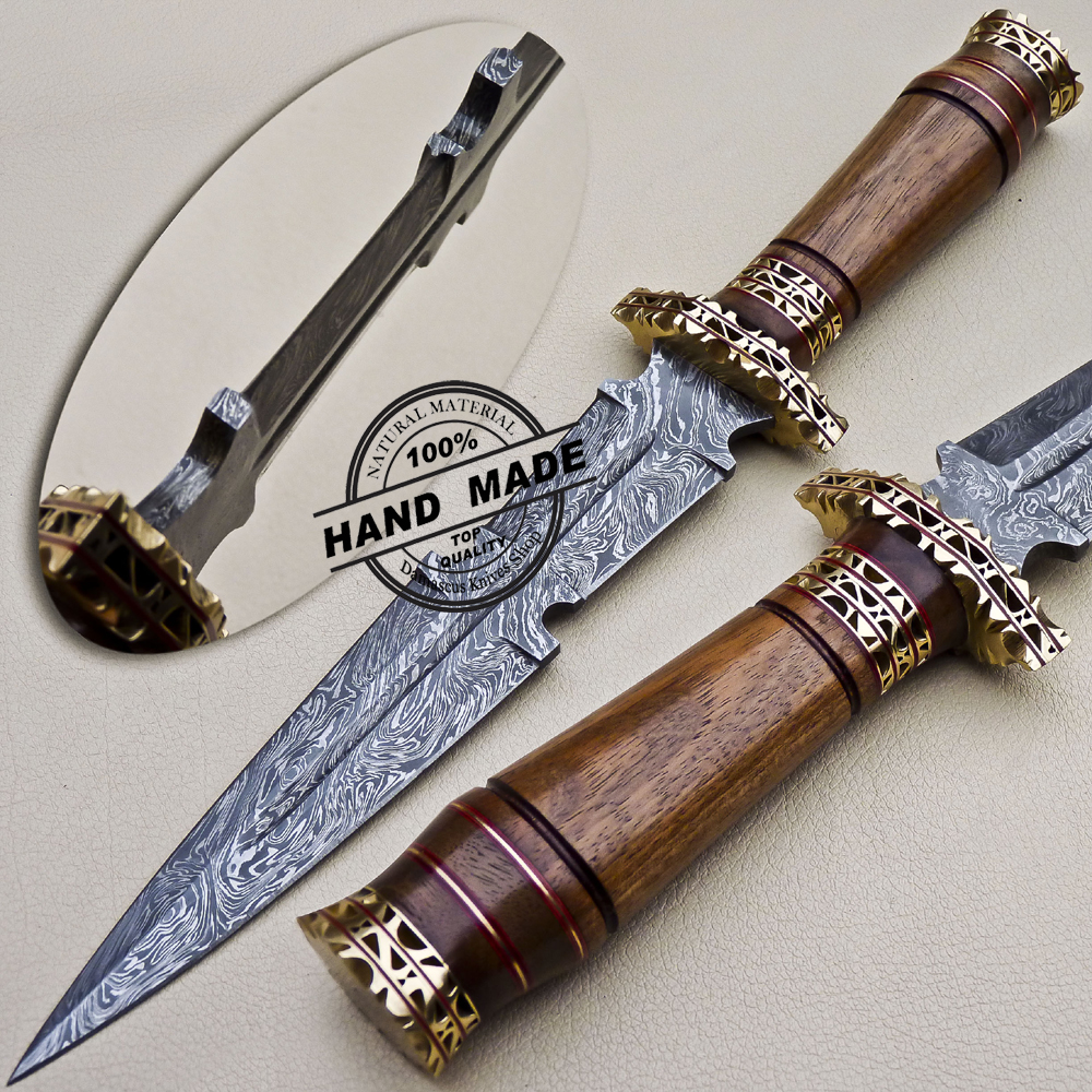 Custom Hand Made Damascus Steel Beautiful Dagger Knife with