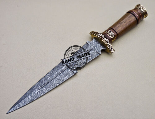 Damascus Dagger Knife Custom Handmade Damascus Steel Knife 1637 - Image 3