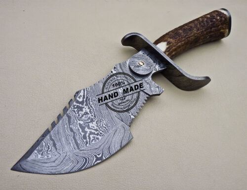 Damascus Tracker Knife Fixed Blade Handmade Damascus Steel Knife 1635 - Image 3
