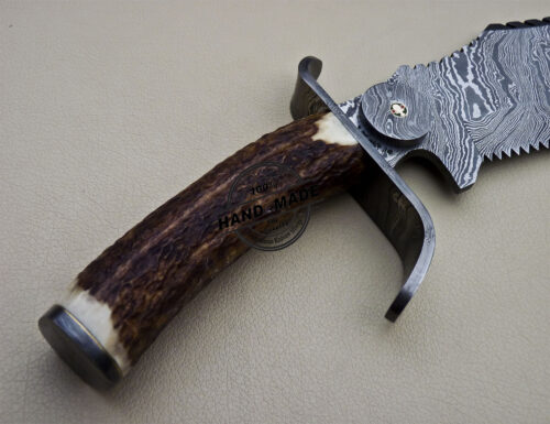 Damascus Tracker Knife Fixed Blade Handmade Damascus Steel Knife 1635 - Image 6