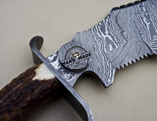 Damascus Tracker Knife Fixed Blade Handmade Damascus Steel Knife 1635 - Image 7