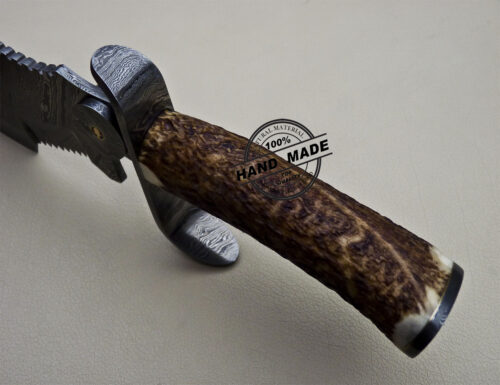 Damascus Tracker Knife Fixed Blade Handmade Damascus Steel Knife 1635 - Image 9