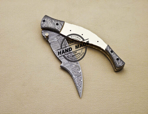 Damascus Folding Blank Blade Knife Custom Handmade Knife 1653 - Image 5