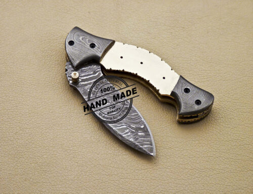 Blank Blade Damascus Folding Knife Custom Handmade Damascus Knife 1652 - Image 6
