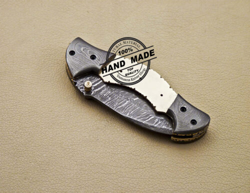 Blank Blade Damascus Folding Knife Custom Handmade Damascus Knife 1652 - Image 7