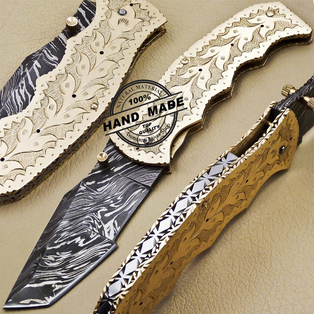 Tracker Damascus Folding Knife