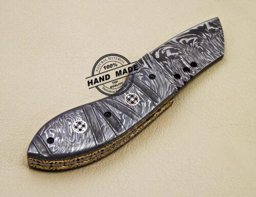 Mini Damascus Folding Knife Custom Handmade Damascus Pocket Knife - Image 4