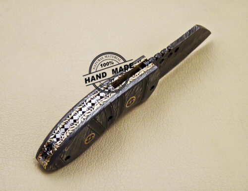 Mini Damascus Folding Knife Custom Handmade Damascus Pocket Knife - Image 5
