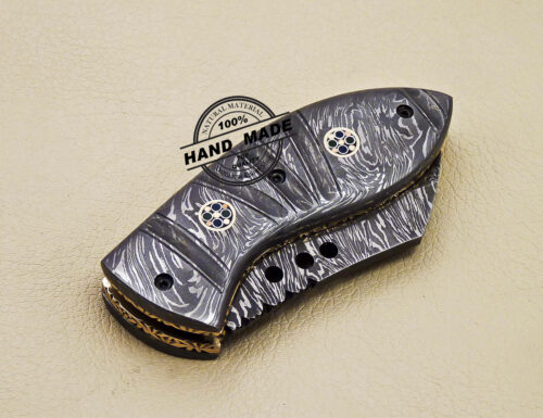 Mini Damascus Folding Knife Custom Handmade Damascus Pocket Knife - Image 7