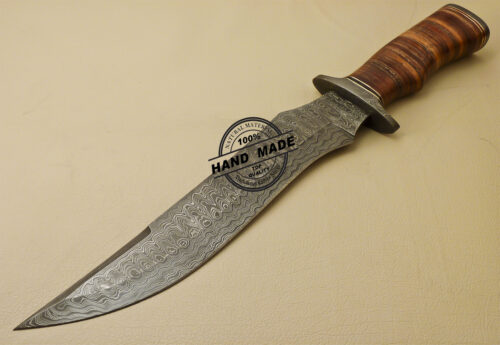 Rody Stan Beautiful Custom Handmade Damascus Bowie Knife 1654 - Image 3