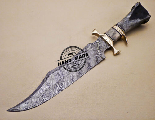 Professional Damascus Bowie Knife Custom Handmade Bowie Knife 1669 - Image 3