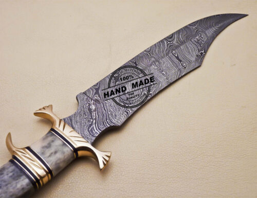 Professional Damascus Bowie Knife Custom Handmade Bowie Knife 1669 - Image 6