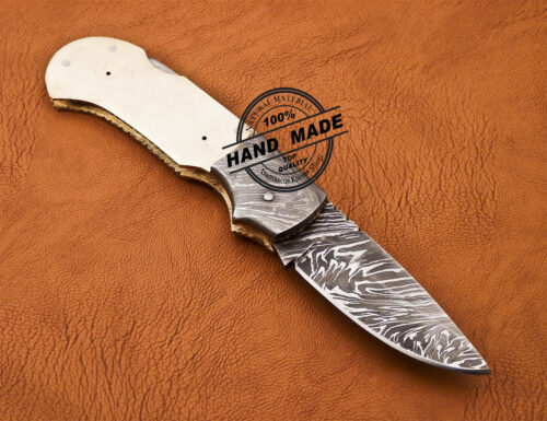 Damascus Folding Blank Blade Knife Custom Handmade Knife 1668 - Image 3