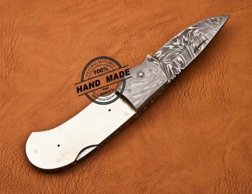 Damascus Folding Blank Blade Knife Custom Handmade Knife 1668 - Image 4