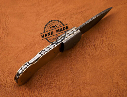Damascus Folding Blank Blade Knife Custom Handmade Knife 1668 - Image 5