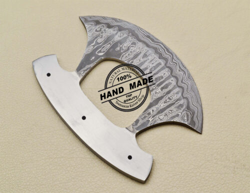 Damascus ULU Blank Blade Kitchen Knife Custom Handmade Knife 1675 - Image 5