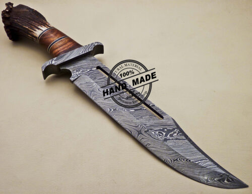 Rambo Damascus Bowie Knife Custom Handmade Damascus Bowie Knife 1680 - Image 5