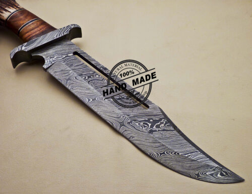 Rambo Damascus Bowie Knife Custom Handmade Damascus Bowie Knife 1680 - Image 6