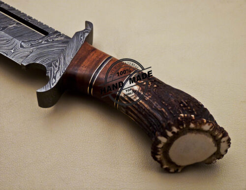 Rambo Damascus Bowie Knife Custom Handmade Damascus Bowie Knife 1680 - Image 9