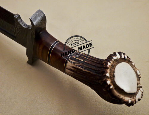 Rambo Damascus Bowie Knife Custom Handmade Damascus Bowie Knife 1680 - Image 10