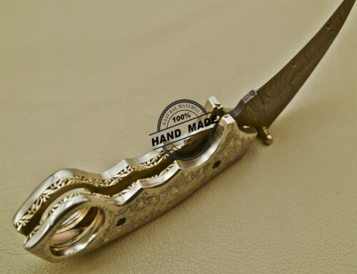 Damascus Karambit Folding Knife Custom Handmade Damascus Steel Pocket Knife 1684 - Image 5