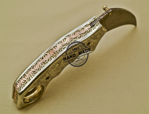 Damascus Karambit Folding Knife Custom Handmade Damascus Steel Pocket Knife 1684 - Image 4