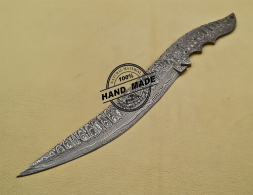 Damascus Bowie Blank Blade Knife Custom Handmade Damascus Steel Knife 1688 - Image 3