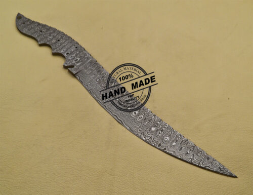 Damascus Bowie Blank Blade Knife Custom Handmade Damascus Steel Knife 1688 - Image 4