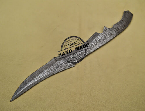 Damascus Bowie Blank Blade Knife Custom Handmade Damascus Steel Making Knife 1687 - Image 4