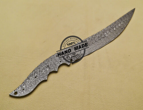 Damascus Bowie Blank Blade Knife Custom Handmade Damascus Steel Knife 1688 - Image 5